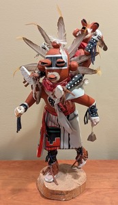 lot 117 image: LL - Large Hopi Kachina Doll with Feathers and Painted Details