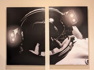 lot 152 image: LL - Pair of 24 x 36 Astronaut Black and White Canvas Gallery Wrap Prints