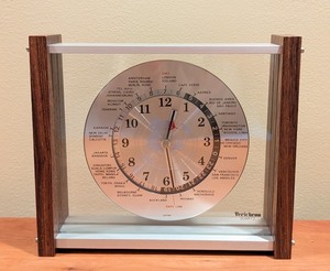 lot 158 image: LL - Verichron Quartz World Time Desk Clock with Wood and Metal Frame