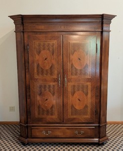 lot 165 image: LR - SELVA Italian Wood Cabinet with Inlaid Bird Motif