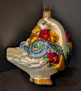 lot 270 image: DR - Kurt Adler 5-Inch Glass Goose Ornament with Floral Accents