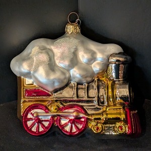 lot 278 image: DR - Kurt Adler Glass Train Ornament with Snow Cap