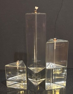 lot 35R image: K - Set of 3 Firelight Glass Pyramid Oil Candles