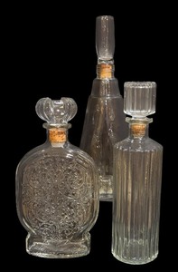 lot 53R image: DR - Set of 3 Vintage Crystal and Glass Decanters