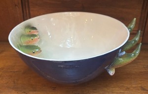 lot 82R image: K - Handcrafted Ceramic Bowl with Fish Motif