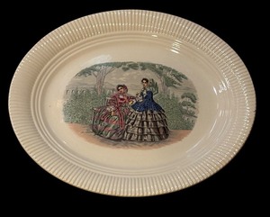 lot 112R image: DR - Vintage Salem China Godey Prints Oval Platter