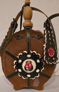 lot 255K image: SR - Native American Decorated Canteen with Strap and Stopper