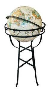 lot 16C image: SR - Vintage Floor Globe with Metal Stand, 44 Inch Height