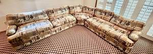 lot 18CC image: SR - Vintage Directional Sectional Sofa with Abstract Upholstery