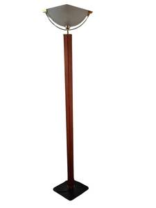 lot 25C image: SR - Modern Wood and Glass Torchiere Floor Lamp