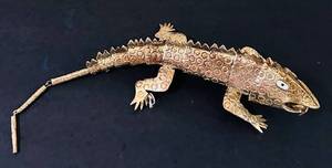 lot 45C image: SR - 12 Inch Mexican Silver Articulated Lizard Figure by Adrian Castillo