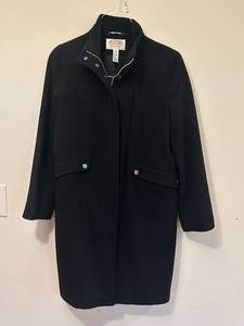 lot 55C image: C - Talbots Petites Black Wool Blend Coat Size 6
