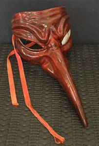 lot 68C image: SR - Red Venetian Style Long Nose Masquerade Mask 5 x 12 in