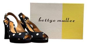 lot 47H image: MBR - Bettye Muller Polka Dot Slingback Peep Toe Heels Size 36
