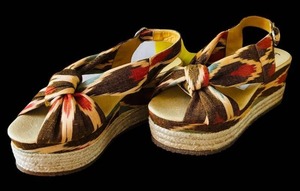 lot 62HH image: MBR - Bettye Muller Ikat Print Platform Sandals Size 37