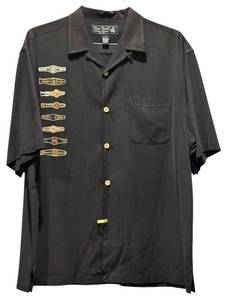 lot 82H image: MBR - Nat Nast Silk Limited Edition Shirt Smoke Gets in Your Eyes Size L