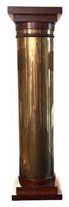 lot 136H image: UO - 44 Inch Brass and Wood Display Pedestal Stand