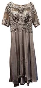 lot 146H image: MBR - Size 8 Gray Gown with Beaded Lace Bodice, Brand New with Tag