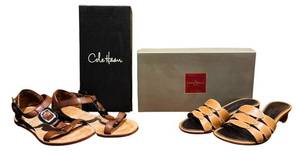 lot 186H image: UBR - Cole Haan Womens Size 6B Brown Sandal and Blonde Estrella Sandal Set with Boxes