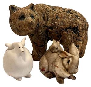 lot 213HH image: LL - Set of 3 Ceramic and Resin Animal Figurines