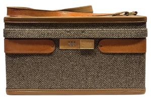 lot 219H image: MBR - Hartmann Luggage Vintage Tweed Train Case with Leather Trim