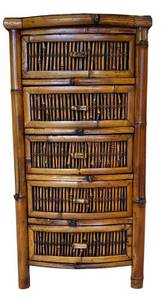 lot 223H image: LL - Vintage Bamboo Chest of Drawers with 5 Drawers