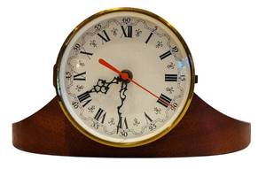 lot 225H image: LL - Vintage Seth Thomas Dynaire-1E Mantel Clock with Wood Base and Brass Bezel