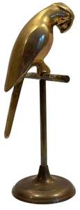 lot 229H image: LL - Andrea by Sadek Brass Parrot Figurine on Stand, 11 Inches Tall