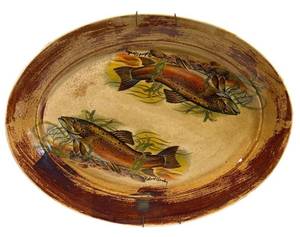 lot 238H image: LLBR - 17 x 13 Robert Gordon Oval Ceramic Fish Platter with Wall Hanger