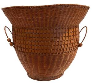 lot 241H image: LL - Large Woven Basket with Side Handles