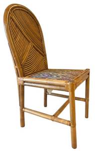 lot 243H image: LL - Vintage Woven Rattan Chair with Patterned Cushion