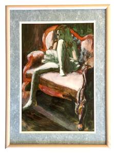 lot 245H image: LL - Framed Artwork of Seated Girl on Ornate Chair
