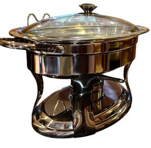 lot 322H image: K - Stainless Steel Chafing Dish Set with Buffet Stand and Extra Bowl