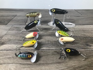 lot 218 image: Lot of 10 Collectible Fred Arbogast Jitter Bug Fishing Lures