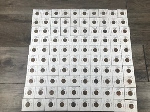 lot 225 image: Lot of 100 Wheat Pennies in Protective Sleeves - see description for years