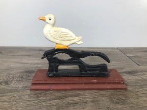 lot 241 image: Cast Iron White Duck Nutcracker on Wooden Base
