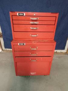 lot 23 image: 2pc Homak 7 drawer tool cabinet