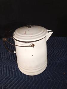 lot 33 image: Vintage large enamel coffee pot