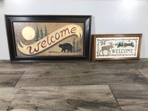 lot 255 image: 2 - Welcome Signs with Bear and a Moose on them