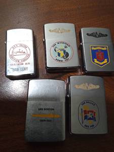 lot 75 image: 5 USS Zippos