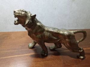 lot 71 image: Brass plated lion sculpture