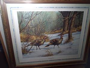 lot 72 image: Early Spring Turkeys signed famed print by J. S. Wilson - 642650