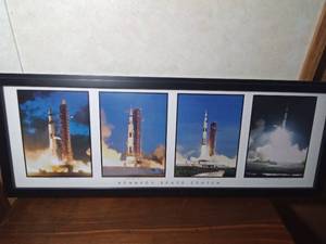 lot 59 image: Framed print of Apollo 4,11,15 and17 at the Kennedy Space Center