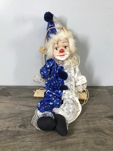 lot 284 image: Vintage Clown Marionette Hand-painted Porcelain Face