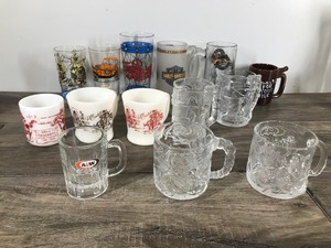 lot 293 image: Lot of Collectible Glasses & Mugs - Pepsi - Harley Davidson - Ford - Cheers - Davy Crockett - McDonalds - A&W and More