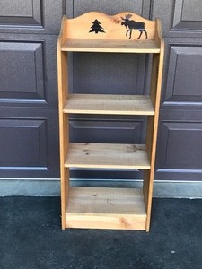 lot 18A image: Wooden Shelf With Moose & Tree Cut outs at Top