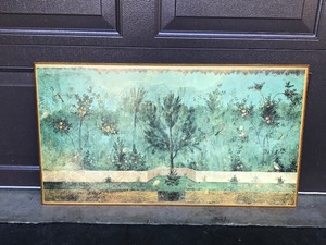 lot 17A image: Picture on a Piece of Wood - Fruit Trees and Birds
