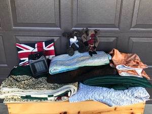 lot 5A image: 2 Quilts - 3 Blankets - Stuffed Animals and Small Electric Heater - Smoke Free - Chest Not Included