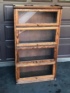 lot 2A image: Wood Barrister Bookshelf with Glass Doors - Smoke Free