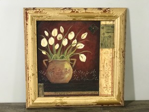 lot 346 image: Framed Wall Hanging Picture of Flowers in Vase by Jo Moulkon